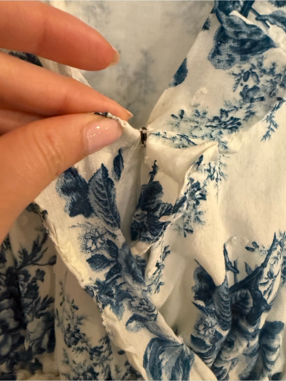 Gap x LoveShackFancy Blue Floral Ruffle Long Sleeve Mini Dress - Picture 6 of 10